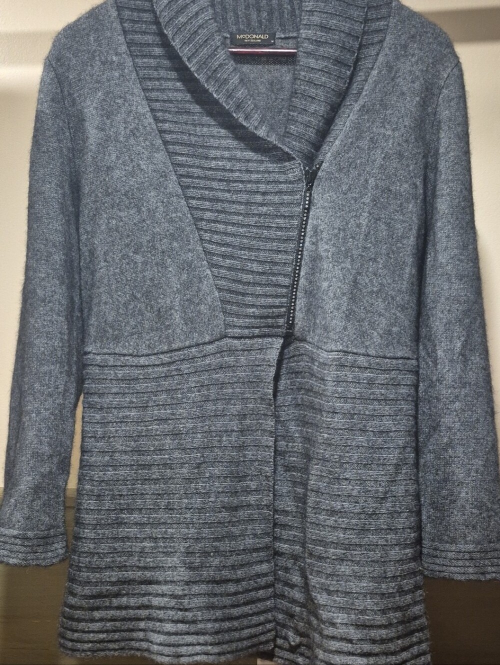 Gray Merino Wool Blend 1/4 Zip Sweater